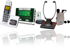 Assistive listening devices for hearing aids, including wireless headsets, TV amplifiers, and amplified phones.